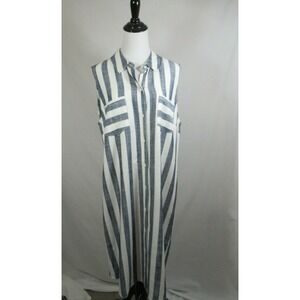 Hope & Harlow Shirt Dress Women 16 Sleeveless Striped Rayon